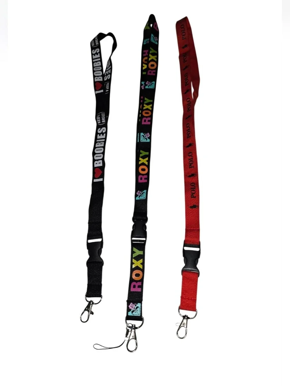 #13 Roxy Multicolor & Black Lanyard Set with Red Strap